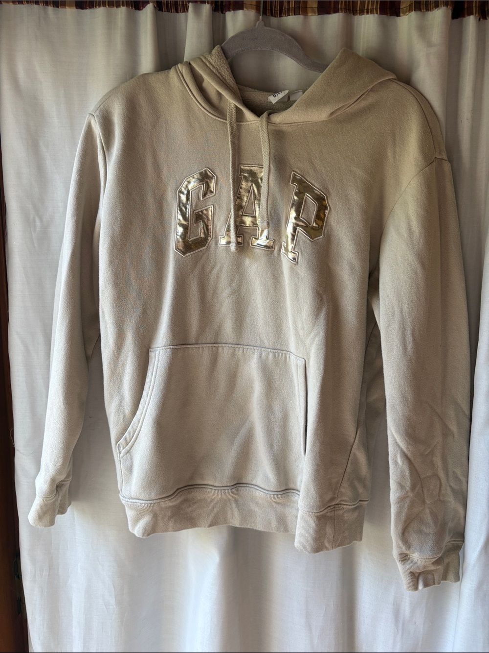 GAP Metallic Logo Taupe Hoodie